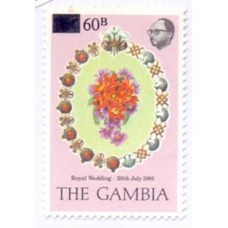 GAMBIA - 1982 - MINT - REALEZA - SELO DO CASAMENTO DO PRINCIPE CHARLES E LADY DIANA C/ SOBRECARGA NO VALOR INICIAL - YT-441