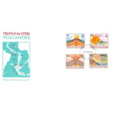 TRISTAN DA CUNHA - 1982 - VULCÕES: FORMAÇÃO DE UMA ILHA - ETC - LINDA SÉRIE DE 4 SELOS SOBRE FDC ILUSTRADO - YT-319/322