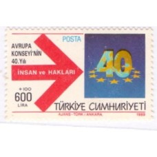 TURQUIA - 1989 - MINT - 40º ANIVERSÁRIO DO CONSELHO DA EUROPA - YT-2604 