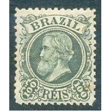 I-49 - 1881 - D. PEDRO II - CABEÇA PEQUENA - 100 RÉIS VERDE OLIVA ESCURO - NOVO - CHARNEIRA - MUITO BONITO