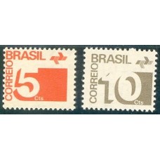 R-538/539 - 1972 - REFORMA MONETÁRIA(13-02-1967) - PAR DE SELOS TIPO CIFRA-PAPEL ACETINADO-FILIGRANA "Q" VERTICAL - NOVOS - GOMADOS - RHM R$ 18,00 (3,6 UFS X R$ 5,00)