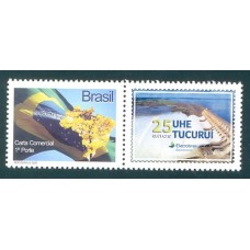 C-2853 - 2009 - MINT - SELO  - BANDEIRA E IPÊ HORIZONTAL - VINHETA 25 ANOS ELETROBRAS