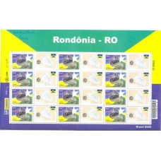 C-2926 - 2009 - MINT - FOLHA - RONDÔNIA - VINHETA MAPA BRASÃO E BANDEIRA DO ESTADO DE RONDÔNIA - FOLHA COM ANOTAÇÕES A CANETA NA MARGEM SUPERIOR ESQUERDA