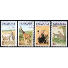 TANZÂNIA - 1986 - 285/288 - FAUNA - PRESERVAÇÃO DE ANIMAIS EM EXTINÇÃO