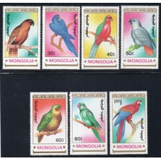 MONGÓLIA - 1990 - 1780/1786 - SÉRIE COM 7 SELOS - FAUNA - AVES - ARARAS