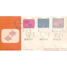 FDC-042 - 1974 - C-835/837 - MEIOS DE COMUNICAÇÃO - CARIMBO CBC + 1° DIA SÃO PAULO - RHM R$ 212,50 (42,50 UFs X R$ 5,00)