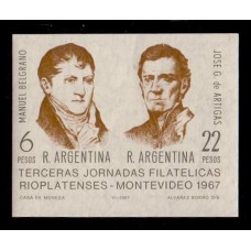 ARGENTINA - BLOCO - CASA DA MOEDA 3º JORNADA RIOPLATENSE DA FILATELIA - MANUEL BELGRANO E JOSE G. DE
