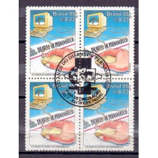 C-1984 -1995 - 170 ANOS DO DIÁRIO DE PERNAMBUCO MÂO COM O MOUSE - MONITO COM BANDEIRA DE PERNAMBUCO E TECLA - QUADRA - CARIMBO CBC - GOMADA - RHM R$ 25,00 (5 UFs X 5,00)