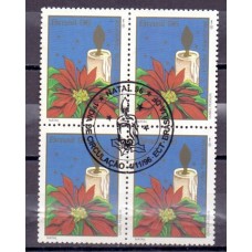 C-2020 -1966 - NATAL DE 1966 ARRANJO COM FLOR E VELA - QUADRA - CARIMBO CBC - GOMADA - RHM R$ 50,00 (10 UFs X 5,00)