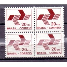 R- 537 - 1972 - EMBLEMA DA ECT - SELOS FOSFORESCENTES - 20 cts LILÁS ESCURO - QUADRA MINT - GOMADA - RHM R$ 60,00 (12 UFs X 5,00)