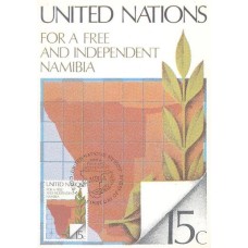 ONU NEW YORK - 1979 - MÁXIMO POSTAL - POR UMA NAMÍBIA LIVRE E INDEPENDENTE MAPA DA NAMÍBIA E RAMO DE OLIVEIRA - SÉRIE 2 SELOS SOBRE 2 POSTAIS REFERENTES AOS SELOS - Y 0304