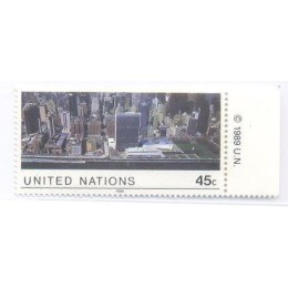 ONU NEW YORK - 1989 - MINT - SÉRIE REGULAR - VISTA AÉREA DA SEDE DA ONU - Y 542