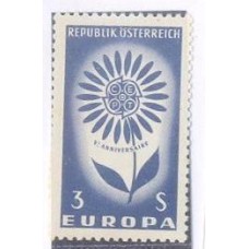 ÁUSTRIA - 1964 - TEMA EUROPA: FLOR ESTILIZADA - SELO NOVO C/ PONTOS DE FERRUGEM - Y 1010