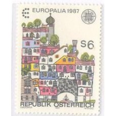 ÁUSTRIA - 1987 - MINT - TEMA EUROPA: ARQUITETURA MODERNA - A CASA DO PINTOR AUSTRÍACO HUNDERTWASSER EM VIENA - Y 1705 