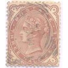 INGLATERRA - 1880 - RAINHA VICTORIA - 1 1/2 p. MARROM AVERMELHADO - SELO USADO C/ LEVÍSSIMO CARIMBO - Y 69