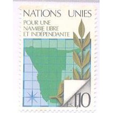 ONU GENEVE - 1979 - POR UMA NAMÍBIA LIVRE E INDEPENDENTE - MAPA E RAMO DE OLIVEIRA - MINT - Y 0085 