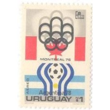 URUGUAY - 1975 - ANÚNCIO DOS GRANDES JOGOS: OLIMPÍADAS EM MONTREAL EM 1976 E COPA DO MUNDO NA ARGENTINA EM 1978 - MINT