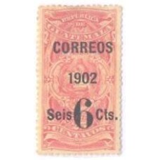 GUATEMALA - 1902 - SELO FISCAL C/ SOBRECARGA POSTAL - CO-RÉUS 1902 6 CTS NOVO - Y 119