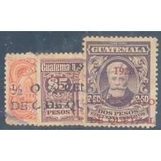 GUATEMALA - 1929 - SELOS DE 1926 C/ SOBRECARGA 1928 E NOVOS VALORES - SÉRIE 3 SELOS - USADOS - Y 228/+230 