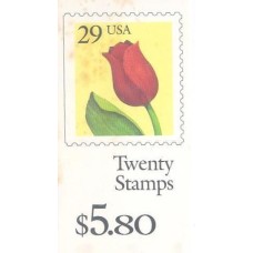 USA - 1991 - FLORA: CARNÊ DE 5$80 CONTENDO 2 BANDAS VERTICAIS, CADA UMA COM 10 SELOS 1934a TULIPA - COM DENTEADO 11 EM 2 OU 3 LADOS - NOVO - C/ PONTOS DE FERRUGEM - Y C-1934a 