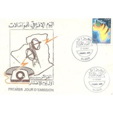 ALGERIA - 1987 - FDC - DIA ÁRABE DA TELECOMUNICAÇÃO MAPA DA ÁFRICA C/ ANTENAS SOBRE A ALGERIA SOBRE FDC ILUSTRADO - Y 913