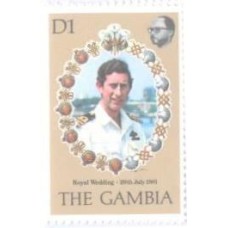 GAMBIA - 1981 - REALEZA - CASAMENTO REAL DO PRÍNCIPE CHARLES E LADY DIANA - SÉRIE 3 SELOS - MINT - Y 425/27