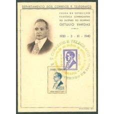 F-A-02 - 1940 - EXPOSIÇÃO FILATÉLICA DO DECÊNIO DO GOVERNO GETÚLIO VARGAS - COM CARIMBO CBC - BASTANTE LIMPA!!! - RHM R$ 2.000,00 (400 UFs X R$ 5,00 )