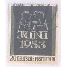 ALEMANHA BERLIN - 1953 - USADO - COMEMORAÇÕES DE 17 DE JUNHO - 20p NEGRO - MÃOS C/ ALGEMAS QUEBRADAS - YT-96 - MI-110