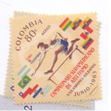 COLÔMBIA - 1963 - MINT - AÉREO - 2 SELOS - CAMPEONATO SURAMERICANO DE ATLETISMO