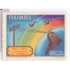 COLÔMBIA - 1965 - MINT - 2 SELOS AÉREOS - CENTENÁRIO DO TELEGRAFO
