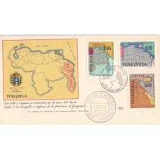VENEZUELA - 1965 - FDC - AÉREOS - REIVINDICAÇÃO SOBRE A GUYANA - MAPAS SÉRIE DE 6 SELOS DISTRIBUPIDOS EM 2 FDC ILUSTRADOS - YT-0728/730