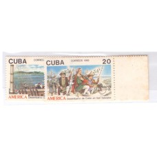 CUBA - 1992 - NOVO - DESEMBARQUE DE COLOMBO EM SÃO SALVADOR E BARIAY C/ PONTINHOS DE FERRUGEM - YT-3203/04