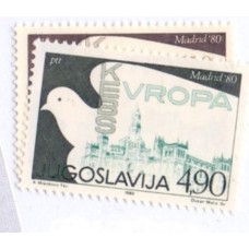 YUGOSLAVIA - 1980 - NOVO - PAZ: CONFERÊNCIA SOBRE A SEGURANÇA E A COOPERAÇÃO NA EUROA, EM MADRID - POMBA DA PAZ - SÉRIE 2 SELOS - YT-1742/43