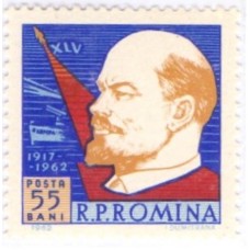 ROMENIA - 1962 - MINT - LENIN: 45º ANIVERSÁRIO DA REVOLUÇÃO RUSSA DE OUTUBRO - RETRATO DE LENIN E FOGUETE - YT-1888 