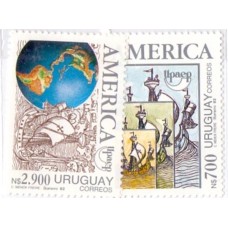 URUGUAY - 1992 - NOVO - TEMA AMÉRICA - CARAVELAS E MAPA MUNDI - YT-1407/08