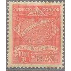 K-07 - 1927 - CONDOR - 10.000 RÉIS - VERMELHO ALARANJADO - NOVO - GOMADO - PONTOS DE OXIDAÇÃO - RHM R$ 275,00 (55 UFs X R$ 5,00)