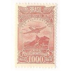 A-021 - 1929 - AERONÁUTICA - 1000 RÉIS - AERONAVE JAHU, CASTANHO - MINT - GOMADO - RHM R$ 400,00 (80 UFs X R$ 5,00)