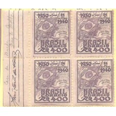 C-0157A - 1940 - DECÊNIO DO GOVERNO GETÚLIO VARGAS - QUADRA - MINT - GOMADA - RHM R$ 7.000,00 (1.400 UFS X 5,00)