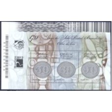 BL-174 - 2013 - MINT - 170 ANOS DO SELO POSTAL BRASILEIRO OLHO DE BOI - BRASILIANA 2013 - RHM R$ 42,00 (8,40 UFs x R$ 5,00)