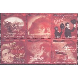 C-2145/2150 - QUADRA - NOVA - GOMADA - CEM ANOS DE CINEMA BRASILEIRO - 1998 - RHM R$ 30,00 (6 UFS X R$ 5,00)