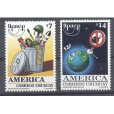 URUGUAY - Y 1850/1851 (1999) TEMA AMÉRICA UPAEP O NOVO MILÊNIO SEM ARMAS - SÉRIE 2 SELOS MINT