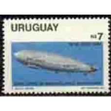 URUGUAY - ANO 1983 GRAF ZEPPELIN SOBREVOANDO MONTEVIDEO EM 1934 - SELO MIN