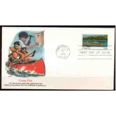 USA - 1985 - FDC - CAMP FIRE - MENINOS PERTENCENTES AO MOVIMENTO REMANDO EM CANOA