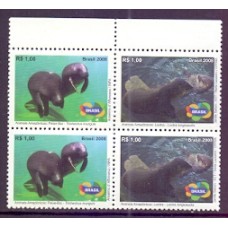 C-2763 + 2765 -  DUAS QUADRAS SE-TENANTS - MINT - GOMADO - PAR PEIXE-BOI E LONTRA - ANIMAIS AMAZÔNICOS - 2008