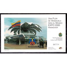 VENEZUELA - CARTELA CONTENDO UM BLOCO - EXPO MUNDIAL 2000