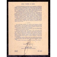 AUTÓGRAFO / ASSINATURA - DO DIRETOR - DA ESCOLA NACIONAL DE MÚSICA - UNIVERSIDADE DO BRASIL - FOLHINHA - 1948