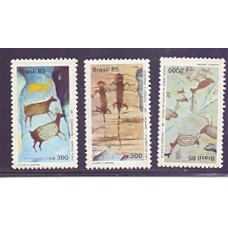 C-1455/1457 - 1985 - MINT - SÉRIE COMPLETA (3 SELOS) - PINTURAS RUPESTRES / BRAPEX VI - RHM 3,4 UFS