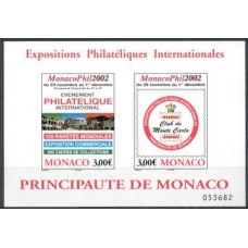 Mônaco - 2002 - Exposições Filatélicas Internaciona - Selo sobre selo - Bloco mint.