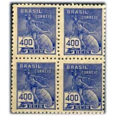 R-285 - 1931/35 - SÉRIE VOVÓ FILIGRANA K - CRUZEIRO 400 RÉIS ULTRAMAR,MERCÚRIO E GLOBO - QUADRA - MINT - RHM R$ 240,00 ( 48 UFS X R$ 5,00)